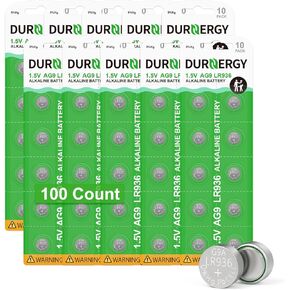 AG9 Battery 100 Pack, LR936 Batteries LR45 1.5V AG9 Battery G9 194 394 Button Cell Watch Batteries, 1.5 Volt Alkaline Battery