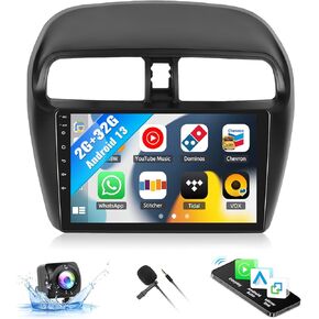 SIXWIN Android Car Stereo for Mitsubishi Mirage 2012-2016 with CarPlay Android Auto Mirror Link 26UI 9 Inch Touch Screen 2G+32G with Bluetooth GPS Navigation WiFi FM Radio SWC Backup Camera