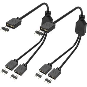 SDTC Tech ARGB Splitter Cable, 1-to-2 Female to Female 5V 3 Pin Addressable RGB Splitter Extension Cable ARGB LED Sync Cable for Extend PC Computer ARGB Fans Or ARGB LED Series, 11.8 Inches, 2 Pack