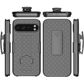 Compatible for Google Pixel 9 Pro XL 6.8 in Screen Case with Screen Protector Kickstand and Belt Clip Holster Slim Cover