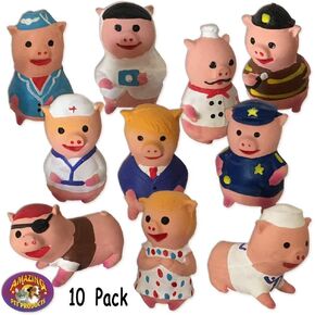 10 Pack of Little Piggies Latex Squeak Toys 10 from