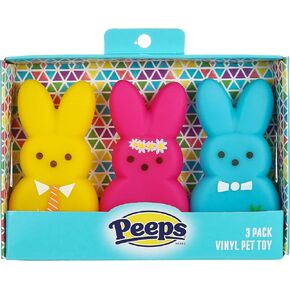 Peeps for Pets Easter Dog Toy Plush or Vinyl Squeaky Bunny Multiple Colors (3 PC Bunny Vinyl Pack, Multi)