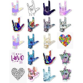20 Pcs Value Pack American Sign Language Decal I Love You Sticker Waterproof Vinyl Aesthetic SUV Truck Colorful Laptop Bike Car Luggage Skateboard Water Bottle Guitar Windows Bumper Tumbler