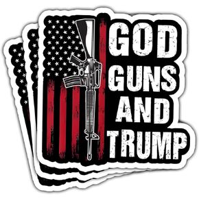 (3 Pcs) God Guns and Trump Sticker, Trump Stickers for Trucks, Trump Stickers for Cars- Decal Stickers for Laptop Water Bottle Phone Car Window Helmet Vinyl Stickers 3 Inches
