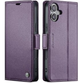 QLTYPRI Wallet Case for iPhone 16 Pro Max, Premium PU Leather Magnetic Flip Folio Case with RFID Blocking Credit Card Slots Kickstand Shockproof Protective Phone Case Cover - Black