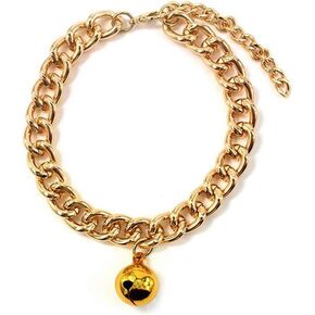 Gold Pet Collar,Dog Collar Gold Chain Collar Pet Chain Necklace with Bell for Pet Cat Dog Pet Necklace Jewelry Clothing Accessories Pet Supplies, Basic Dog Collars, Basic Collars