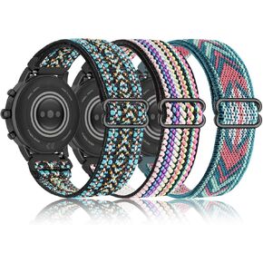 3 Pack Stretchy Nylon Watch Bands Compatible with Tozo S5/S3/S6 Smartwatch,Sport Loop Elastic Fabric Breathable Adjustable Quick Release Strap for CMF Watch Pro/Pro 2 Women Men
