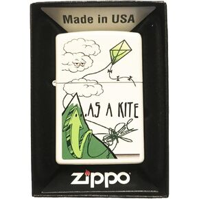 Zippo Custom Weed Marijuana Pot Leaf Lighter -"High As A Kite" White Matte - Gifts for Him, for Her, for Boys, for Girls, for Husband, for Wife, for Them, for Men, for Women, for Kids