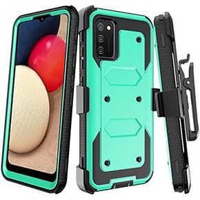 حافظة Galaxy A32 5G مع مشبك حزام مدمج [واقي شاشة] حافظة متينة لكامل الجسم ومتينة متوافقة مع هاتف Samsung Galaxy A32 5G [مشبك حزام دوار] [مسند] - أزرق مخضر in Kuwait