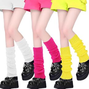 3 Pairs Leg Warmers for Women, 80s 90s Fashion Knit Leg Warmer Socks for Party Dance Sports