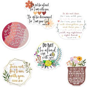 Pack of 6 Isaiah 41 10 Do Not Fear for I Am with You Waterproof Vinyl Sticker Bible Verse, Religious Scripture Quotes for All Ages, All Ages, Applicable to Many Surfaces 3 Inches