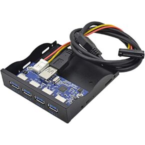Cablecc USB 3.0 HUB 4 Ports Front Panel to Motherboard 20Pin Connector Cable for 3.5" Floppy Bay