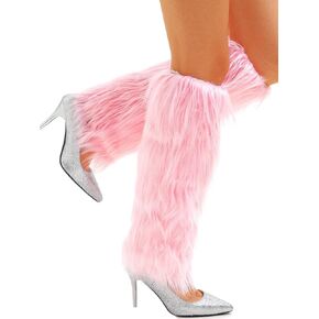 Fuzzy Leg Warmer Winter Fluffy Leg Warmers Boot Covers Y2k Cosplay Halloween Santa Outfit for Women