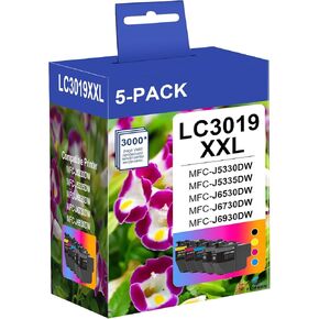 LC3019 XXL Super High Yield Ink Cartridge (5-Pack,2BK/1C/1M/1Y) - for Brother Ink Cartridge LC3019 Replacement for Brother LC3019 Ink Cartridges MFC-J5335DW MFC-J6530DW MFC-J6730DW MFC-J6930DW Printer
