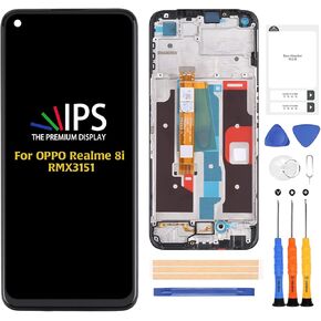 A-MIND for Oppo A96 4G/Realme 8i/Realme 9i /Realme Narzo 50 Screen Replacement Touch Digitizer LCD Display Full Assembly Repair Kits,with Tools(with Frame)