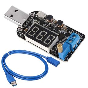 DC-DC Digital USB Buck Boost Converter Module 5V to 3.3V 9V 12V 18V 24V Adjustable Step Up Down Voltage Regulator Power Supply Module with USB Extension Cable