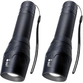 Single Mode LED Flashlight High Lumens, Zoomable Camping Flashlights for Power Outages, Hiking, Emergencies, 2 Pack