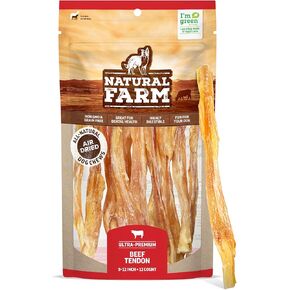 Natural Farm Extra-Thick Beef Tendons (9-12 Inch, 12 Pack), Natural Chondroitin and Collagen: Supports Healthy Joints, Great for Dental Health – Made & Packaged, All Dog Sizes