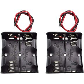 2pcs C Size Battery Holder 2 Slots 2X C Cell Battery Holder 2X 1.5V C Size Battery Case Box with Wire