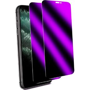 MAYtobe [2-Pack Privacy Screen Protector Designed for iPhone 11 and iPhone XR Anti-Blue Light Tempered Glass, Purple Anti-Spy, Eye Protection, Colorful Gradient