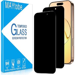 MAYtobe [2-Pack Privacy Screen Protector Designed for iPhone 16 Pro Tempered Glass, Anti Spy, No Bubbles, Anti Scratch, Easy to Install