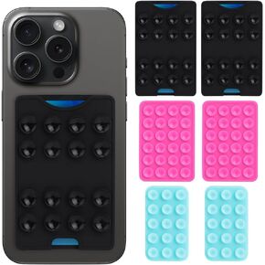 WALLFID 6 Pcs Suction Cup Phone Mount,Suction Phone Card Holder Mount,Phone Wallet Phone Sticky Grip,Double Sided Suction Phone case,Compatible with iPhone and Android Phone case Accessories