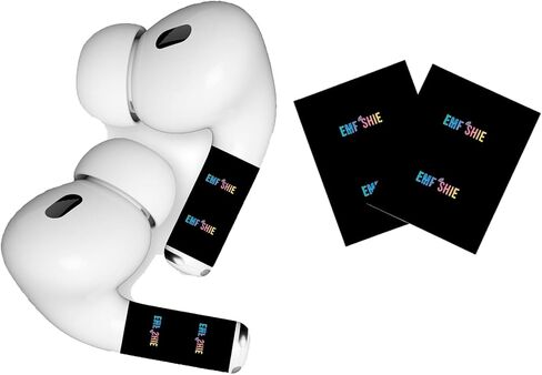 Blocker Stickers for AirPods Neutralize Shield Protection for Bluetooth Headphones Cell Phones Wireless Earbuds Electronic Devices Reduction Harm Defender (Black, 1 Pair) in Kuwait