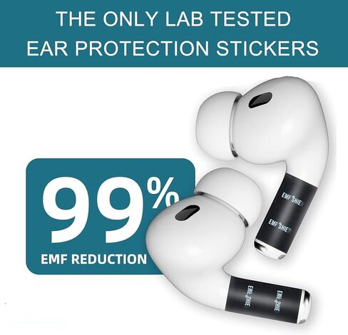Blocker Stickers for AirPods Neutralize Shield Protection for Bluetooth Headphones Cell Phones Wireless Earbuds Electronic Devices Reduction Harm Defender (Black, 1 Pair) in Kuwait