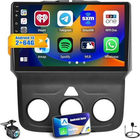 2G+64G Android 13 Car Stereo for Dodge Ram 1500 2500 3500 2013-2019 with Wireless Carplay Android Auto,9'' Touchscreen Dodge Ram Car Radio with WiFi,GPS Navigation,Bluetooth FM/RDS SWC+Backup Camera in Saudi Arabia