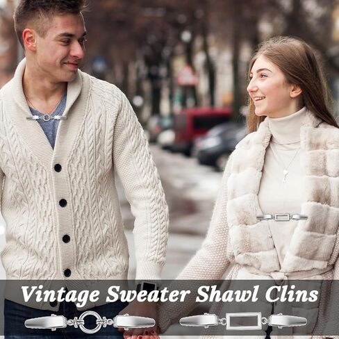 3 Pcs Vintage Sweater Clips Shawl Dresses Cinch Clips Retro Cardigan Collar Clips Shirt Brooch Clips for Women Girls Wearing, 3 Styles in Saudi Arabia
