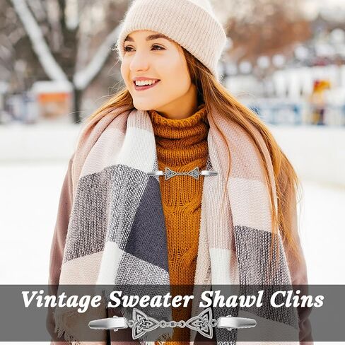 3 Pcs Vintage Sweater Clips Shawl Dresses Cinch Clips Retro Cardigan Collar Clips Shirt Brooch Clips for Women Girls Wearing, 3 Styles in Saudi Arabia