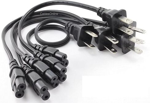 CablesOnline, 5-Pack 1ft 2-Prong Figure-8 Replacement Non-Polarized Computer Power Cord Cable, PC-10701-5 in Kuwait