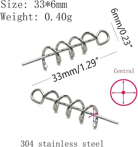 OMYZERO 15mm/26mm/33mm/42mm Soft Lure Bait Spring Twist Lock Outdoor Fishing Crank Hook Centering Pin for Soft Lure Bait Worm Crank in Saudi Arabia
