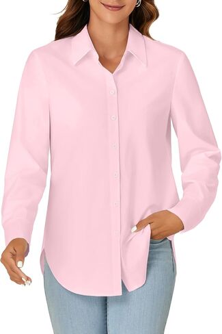KIFOVEN Women's Button Down Shirt Long Sleeve Collared Office Work Business Blouse Top in Saudi Arabia