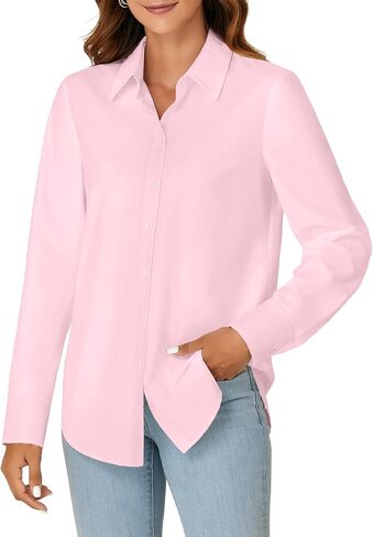 KIFOVEN Women's Button Down Shirt Long Sleeve Collared Office Work Business Blouse Top in Saudi Arabia