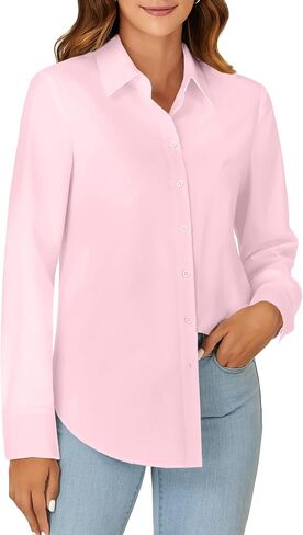 KIFOVEN Women's Button Down Shirt Long Sleeve Collared Office Work Business Blouse Top in Saudi Arabia