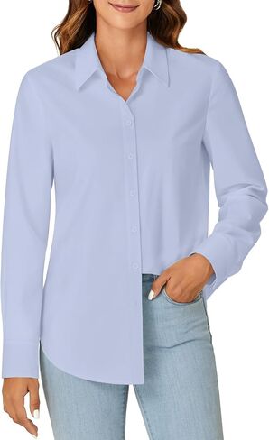 KIFOVEN Women's Button Down Shirt Long Sleeve Collared Office Work Business Blouse Top in Saudi Arabia
