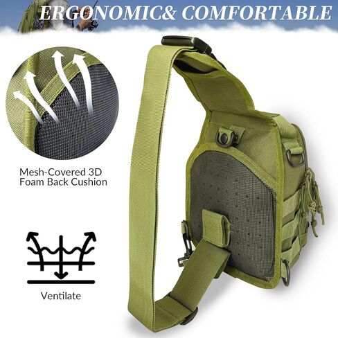 Fishing Backpack Fishing Tackle Storage Bag Fishing Gear with Rod Holder Sling Backpack Fishing Storage Backpack Fishing Gift for Outdoor Hiking,Travel,Hunting (B-Army Green) in Saudi Arabia