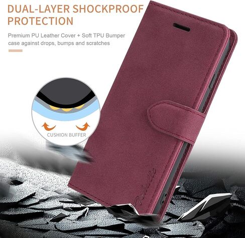 Case for iPhone 11, Premium Leather Wallet Case with Card Holder Kickstand Magnetic Closure Flip Folio Case Cover Compatible with iPhone 11 (6.1 Inch) - Red in Saudi Arabia