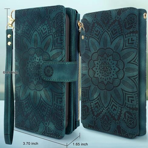 Harryshell Compatible with Google Pixel 8 Case Wallet Detachable Magnetic Cover Leather Case Cover with Cash Coin Zipper Pocket 12 Card Slots Holder Wrist Strap Lanyard (Flower Purple) in Saudi Arabia