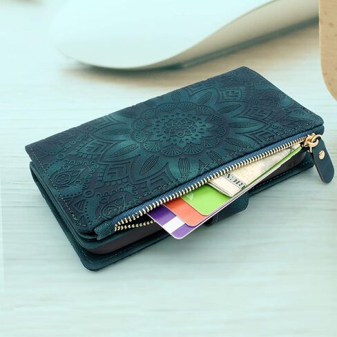 Harryshell Compatible with Google Pixel 8 Case Wallet Detachable Magnetic Cover Leather Case Cover with Cash Coin Zipper Pocket 12 Card Slots Holder Wrist Strap Lanyard (Flower Purple) in Saudi Arabia