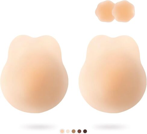 APOWUS Lift Ultra-Thin Sticky Bra,Adhesive Bras Push Up Invisible, Backless Strapless Bra Pasties Nipple Covers 03 Beige in Saudi Arabia