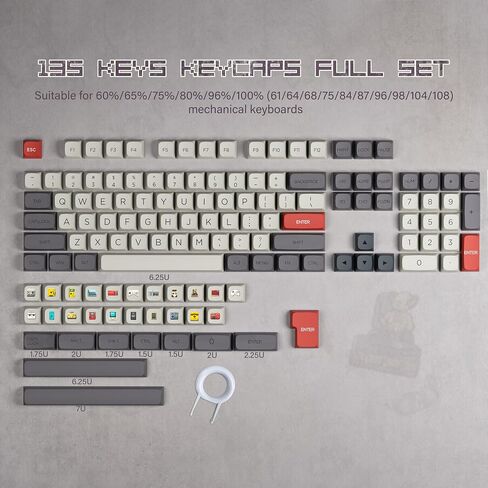 XDA Profile PBT Keycaps, Retro Game Console Custom Keycap Set, XVX Keyboard Keycap 75 Percent with Dye-Sublimation Suitable for Most 65% 80% 100% Gateron Cherry MX Switches Mechanical Keyboard in Saudi Arabia