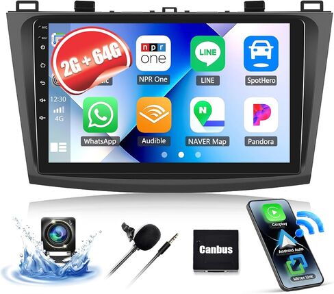 2G+64G Car Radio Stereo for Mazda 3 2010 2011 2012 2013 with Wireless CarPlay Android Auto 9" Touch Screen Car Stereo Android 13 Head Unit with WiFi GPS Navigation Bluetooth FM HD Backup Camera in Saudi Arabia