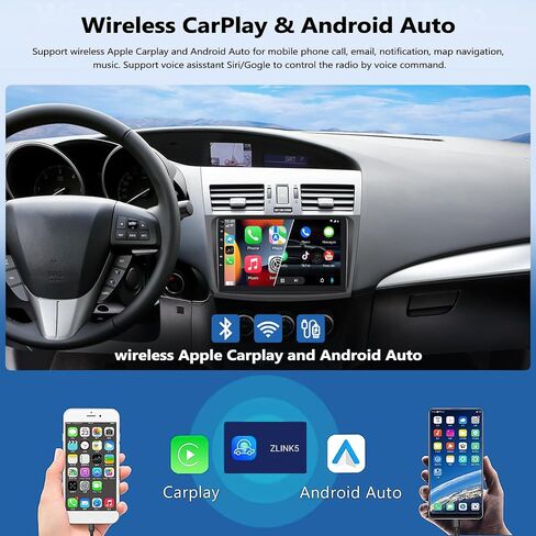 2G+64G Car Radio Stereo for Mazda 3 2010 2011 2012 2013 with Wireless CarPlay Android Auto 9" Touch Screen Car Stereo Android 13 Head Unit with WiFi GPS Navigation Bluetooth FM HD Backup Camera in Saudi Arabia