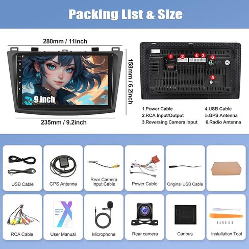 2G+64G Car Radio Stereo for Mazda 3 2010 2011 2012 2013 with Wireless CarPlay Android Auto 9" Touch Screen Car Stereo Android 13 Head Unit with WiFi GPS Navigation Bluetooth FM HD Backup Camera in Saudi Arabia