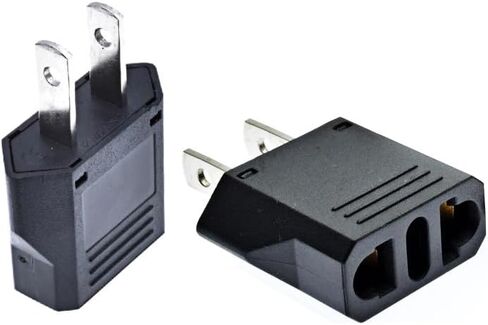 European to US Plug Adapter, EU to US Plug Adapter, Europe to USA Plug Adaptor, 220V to 110V Plug Pin Converter, Travel Adapters European to American, Canada, Mexico, Type A, 2-Pack BLACK (2pcs Black) in Saudi Arabia