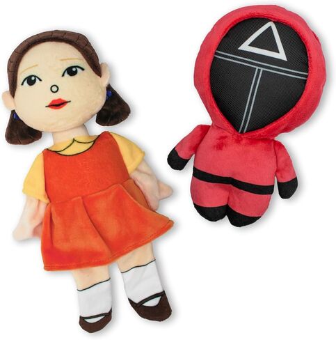 Squid Games Official Merchandise | Squeaky Plush Toys for Dogs | Doll & Soldier 2-Pack Set | Squeak & Play! in Saudi Arabia