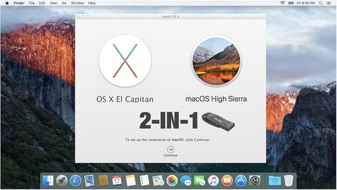 2 في 1، El Capitan 10.11.6 وHigh Sierra 10.13.6، محرك أقراص USB قابل للتشغيل 3.2، تثبيت كامل لنظام التشغيل Mac OS X in Kuwait