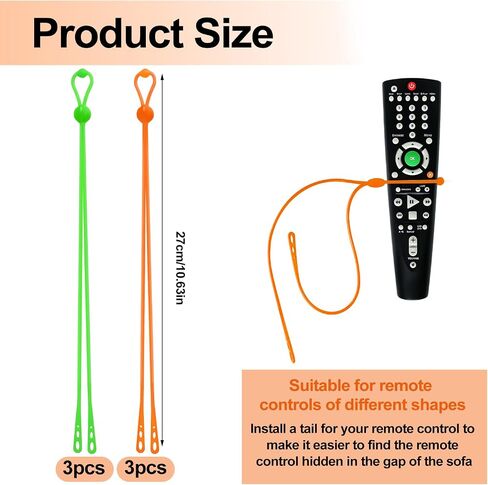 6pcs Silicone Remote Tether, Remote Control Finder Adjustable Remote Control Pigtail Handheld TV Remote Locator Leash for Lost Remote Solution for Apple LG Samsung Sony (Orange, Green) in Saudi Arabia